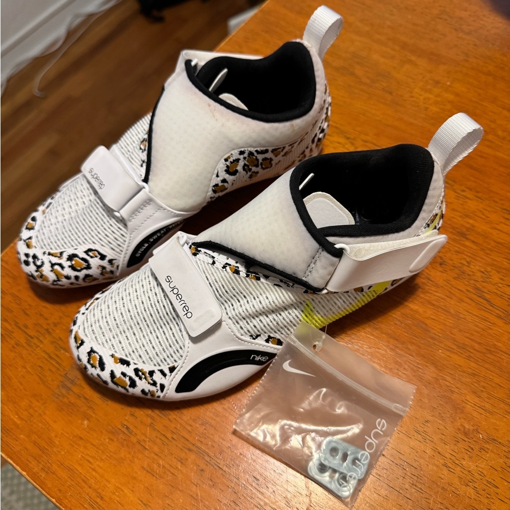 Nike White and Black Superrep Clip In Cycling Shoes